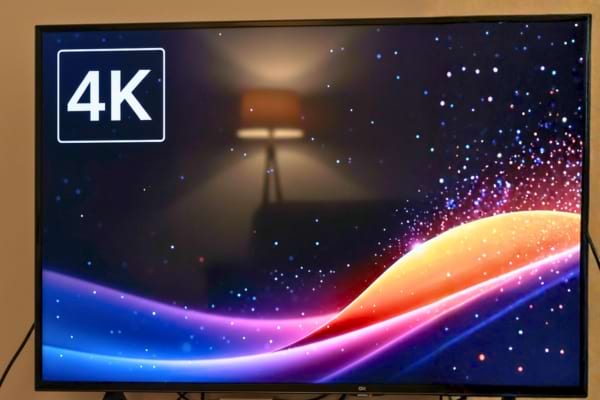 Une TV 4K en gros plan qui consomme beaucoup d'électricité