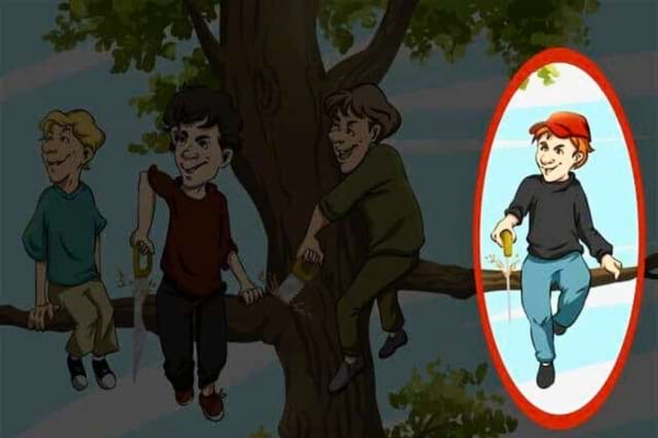 Un personnage sur une branche d'arbre qui scie sa propre branche