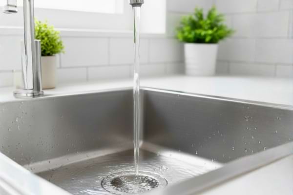 De l'eau qui s'écoule à nouveau normalement dans un évier