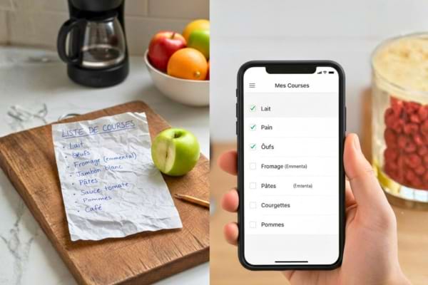 Une liste de course papier VS une liste de course sur smartphone