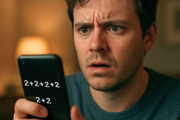 a person looking confused at a smartphone screen.