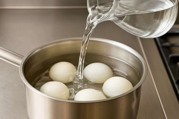 asserole avec &oelig;ufs durs et eau ti&egrave;de