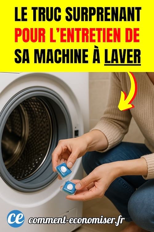 une personne met deux pastilles de lave vaisselle dans le tambour de la machine à laver