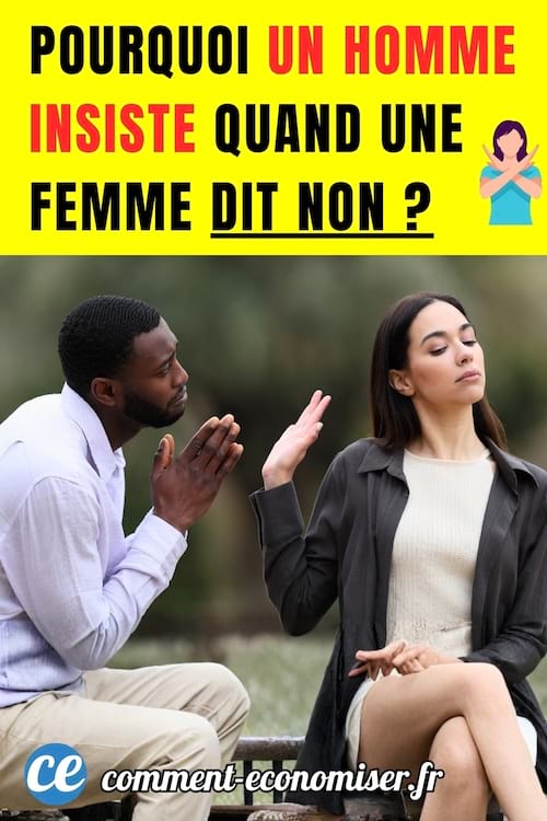 Une femme qui repousse un homme sur un banc