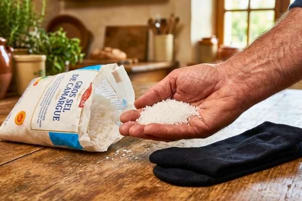 du gros sel dans une chaussette pour faire un déshumidificateur maison