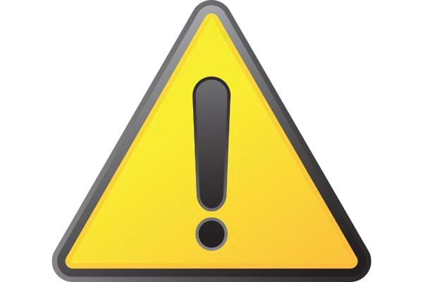 Symbole d’avertissement jaune indiquant un risque ou une precaution importante.