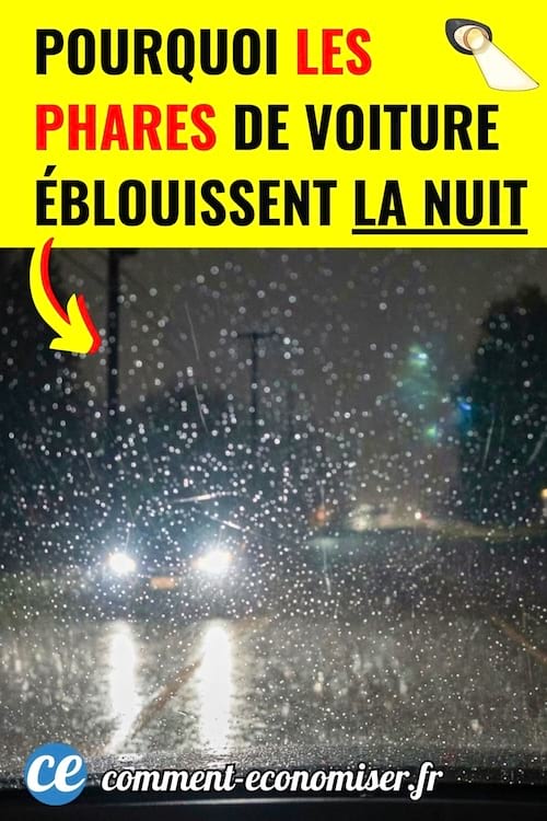 Les phares d'une voiture &eacute;blouissent un conducteur la nuit
