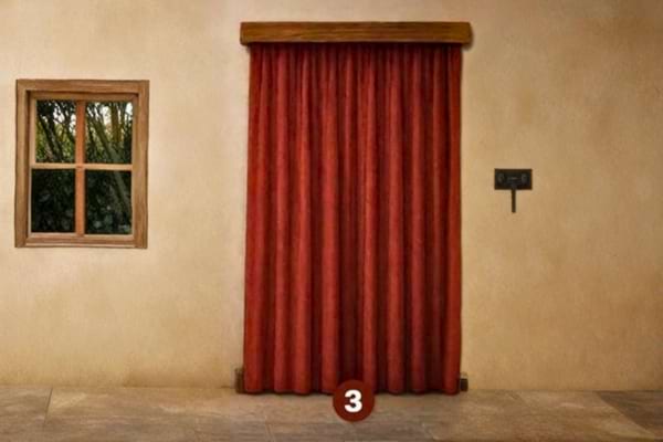 Une porte rideau qui est de couleur rouge