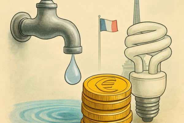 illustration robinet qui goutte au dessus de pieces euro et ampoule economie symbole reduction consommation eau