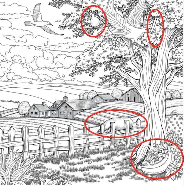 Solution au défi visuel qui consiste à trouver la poire, le crayon, l’ours et la banane cachés dans une image