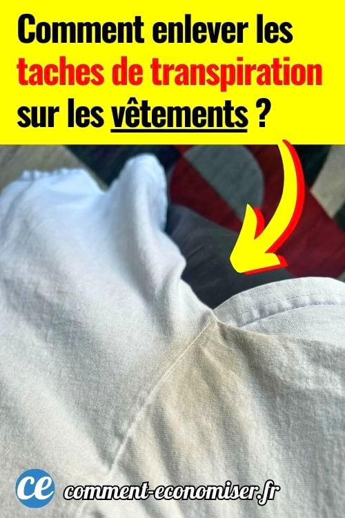 Des taches jaunes de transpiration sous les bras d'un t-shirt blanc