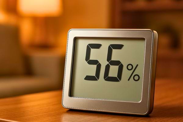 Un ecran indique 56 pour montrer le taux d’humidite interieur.