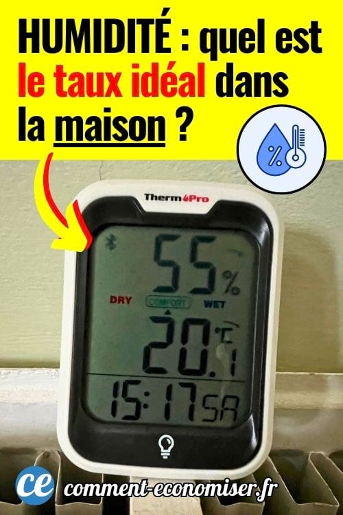 Un hygromètre qui indique le taux d'humidité dans une maison