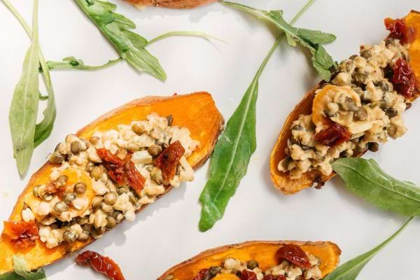 recette de toast de patate douce vegan et sans gluten pour un apéro de noel