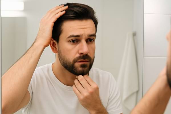 homme devant un miroir de salle de bain lumineuse
