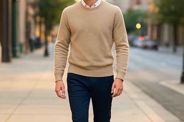 homme marchant en ville, posture droite et naturelle