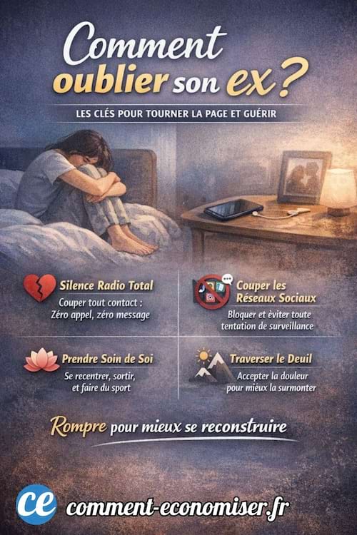 infographie qui explique les clefs pour oublier son ex et tourner la page