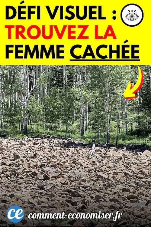d&eacute;fi visuel pour trouver une femme cach&eacute;e dans les rochers