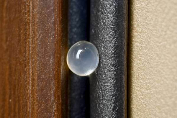 un joint de porte d&rsquo;entr&eacute;e, minuscule point transparent type colle/silicone