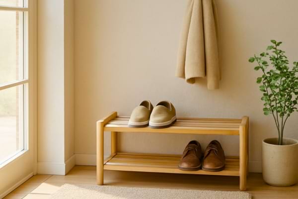 entr&eacute;e d&rsquo;appartement propre et minimaliste, tapis absorbant