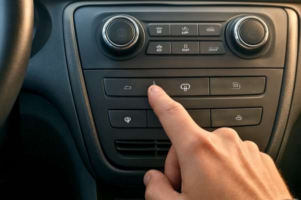 main qui appuie sur le bouton de d&eacute;sembuage sur console centrale