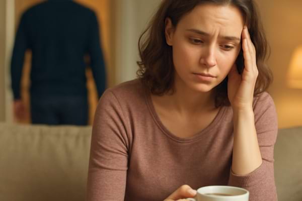 &eacute;cran de t&eacute;l&eacute;phone dans une main avec conversation flout&eacute;e, pi&egrave;ce sombre