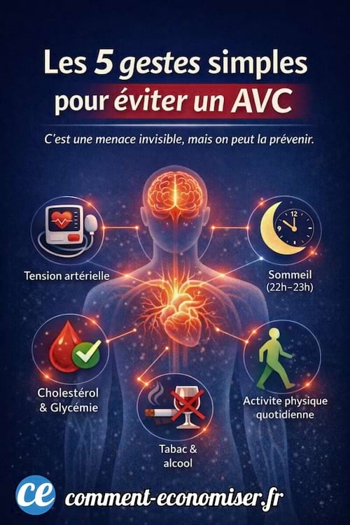 Une image qui explique les gestes qui permettent d'éviter un AVC