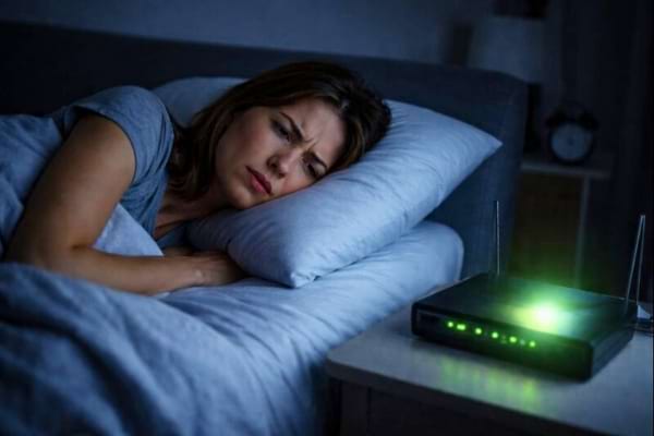 Une femme qui a du mal &agrave; dormir &agrave; cause de la lumiere de sa box 