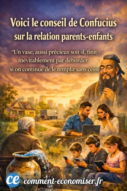 Une image qui indique une citation de Confucius sur les relations parents - enfants grands