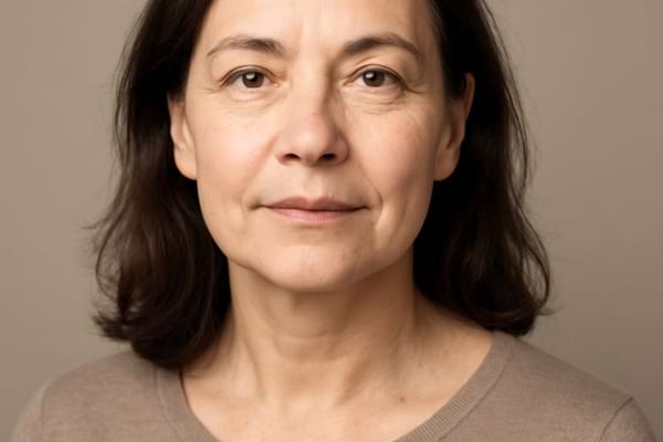 une femme de 50 ans environ, regardant la caméra avec confiance.
