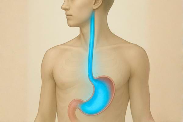 Une coupe transversale artistique et simplifiée du corps humain montrant le trajet de l'eau