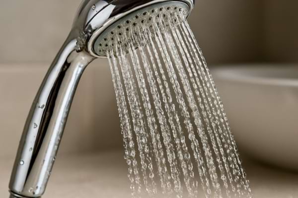 un pommeau de douche &eacute;conomiseur d&rsquo;eau chrom&eacute;