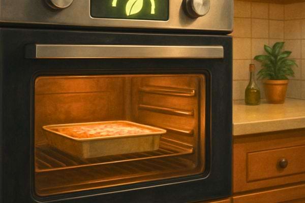 un plat rectangulaire cuit seul dans un four electrique eclaire
