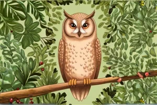 un hibou marron dans la forêt