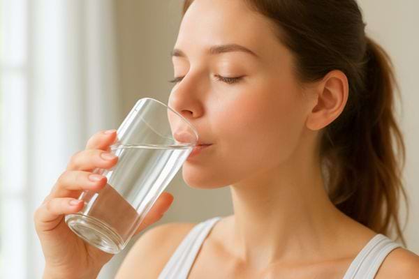 femme buvant un verre deau a la lumiere naturelle illustrant une bonne hydratation quotidienne