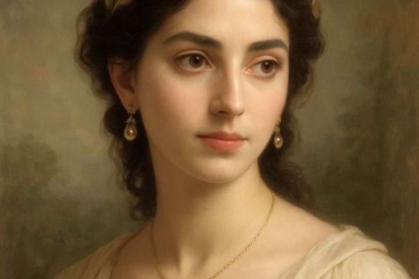 portrait peint d une jeune femme aux traits delicats dans un style classique