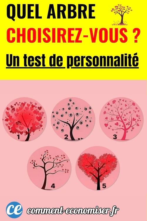 5 dessins d'arbres différents sur un fond rose