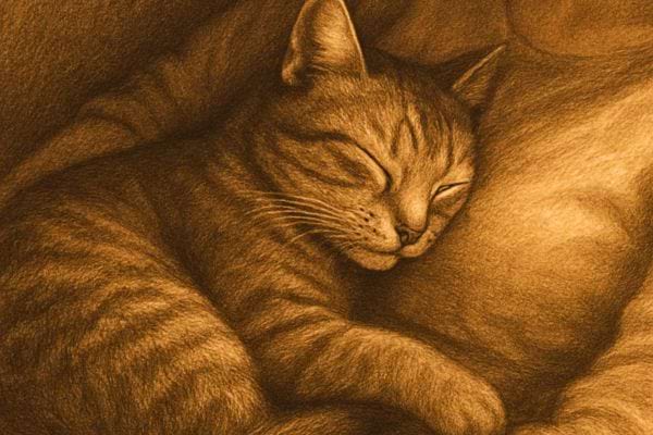 gros plan dun chat endormi profondement montrant pelage et moustaches dans une lumiere chaude