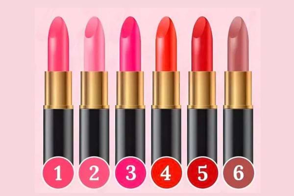 dessin de 6 tubes de rouge à lèves dont un marron orangé