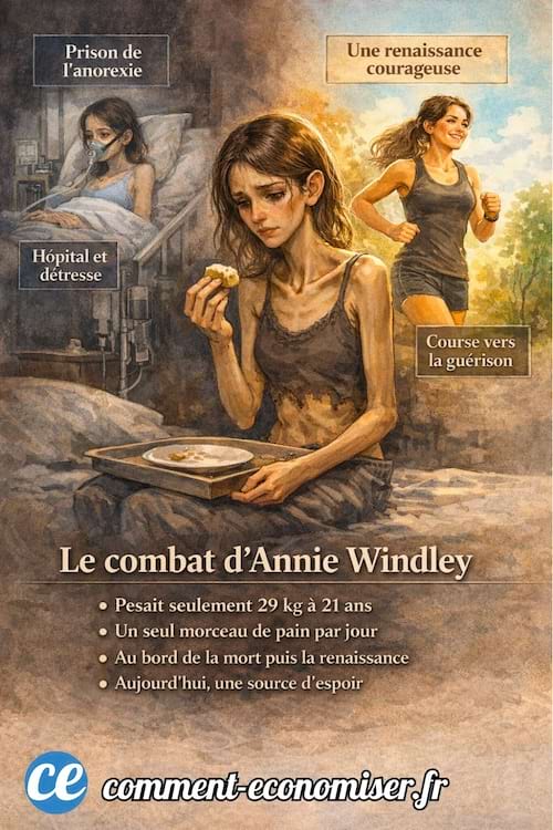 infographie sur le parcours de Annie Windley victime d'anorexie