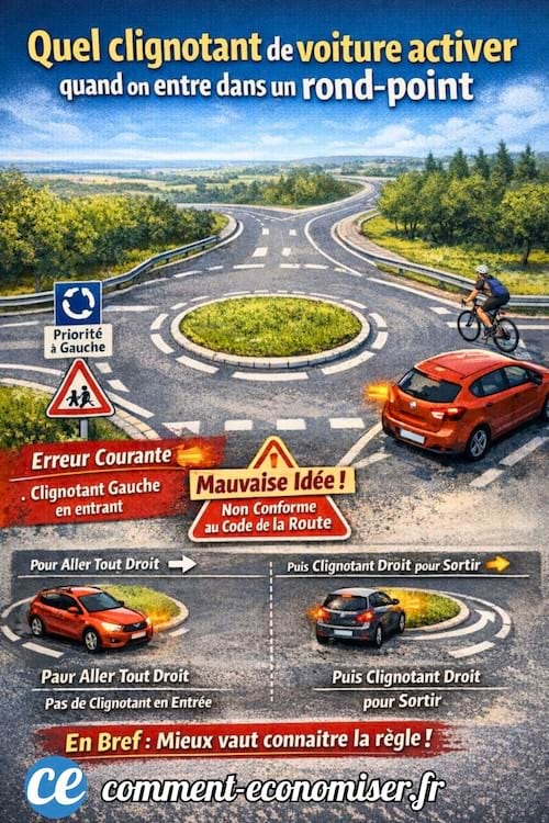 Une image qui explique quel clignotant enclencher dans un rond-point