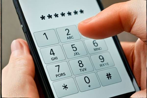 une personne en train de taper une suite de chiffres sur le clavier num&eacute;rique de l'&eacute;cran tactile