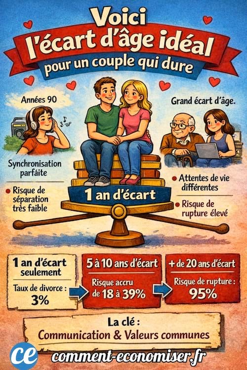 Une image qui explique l'&eacute;cart d'&acirc;ge id&eacute;ale dans un couple