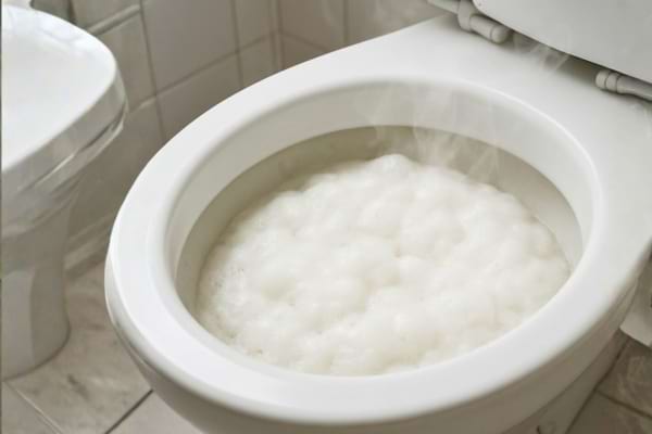 Une mousse blanche épaisse et onctueuse est en train de monter et de bouillonner, remplissant presque le fond