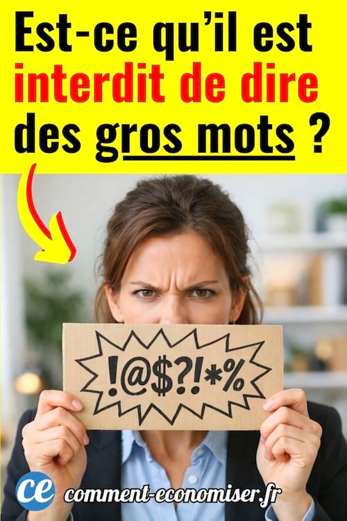 Femme tenant un panneau avec des symboles de jurons de bande dessinée dessinés