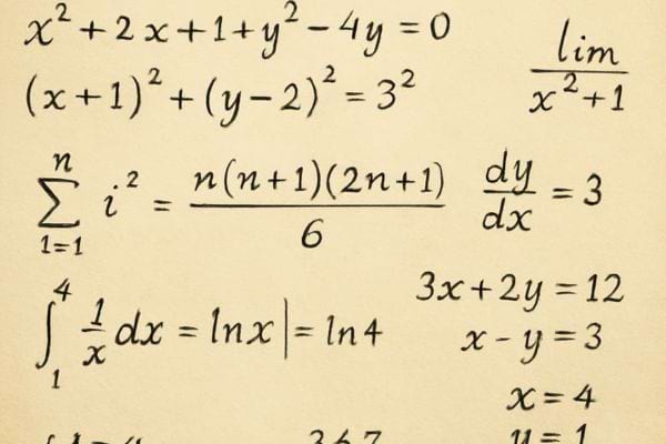page remplie de formules mathematiques avec equations integrales sommes et derivations ecrites a la main