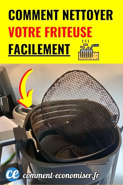 friteuse ouverte avec panier et parois couverts de graisse