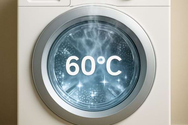 hublot de lave linge affichant un lavage a soixante degres avec effet vapeur