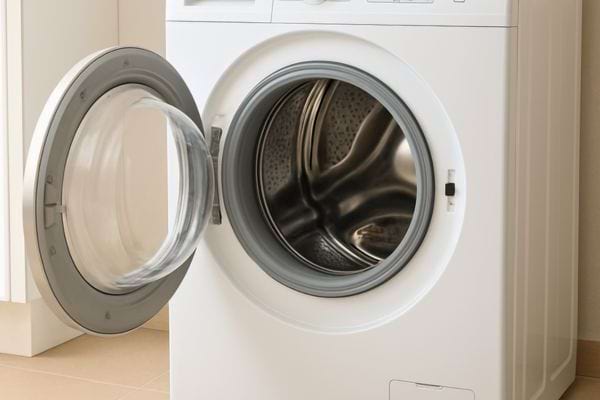 lave linge avec hublot ouvert laissant voir le tambour vide