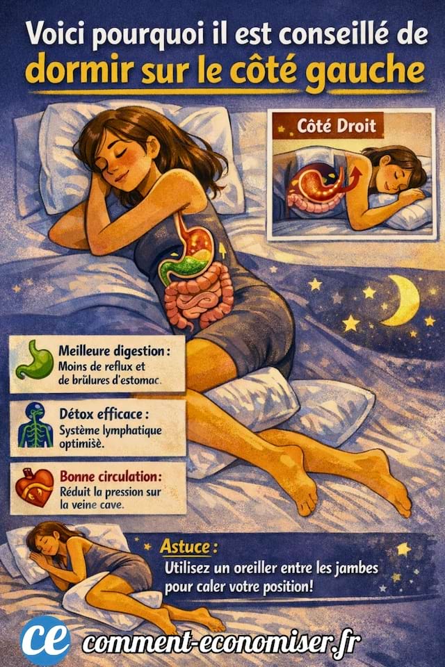 Une femme qui dort sur le c&ocirc;t&eacute; gauche pour sa sant&eacute; 